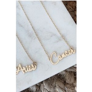 NWT 12th Tribe | Cursive Zodiac Necklace “Cancer”